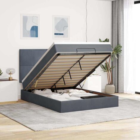 vidaXL Cadre de lit ottoman avec matelas gris foncé 140x190 cm velours