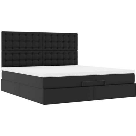 VidaXL Cadre de lit ottoman avec matelas noir 160x200 cm similicuir