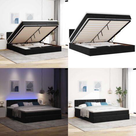 VidaXL Cadre de lit ottoman avec matelas noir 160x200 cm velours