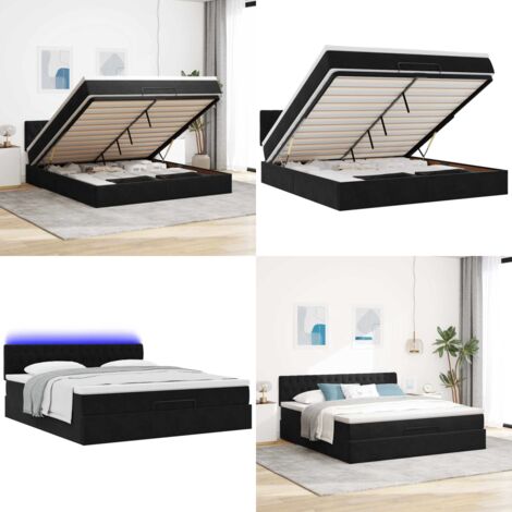 VidaXL Cadre de lit ottoman avec matelas noir 160x200 cm velours