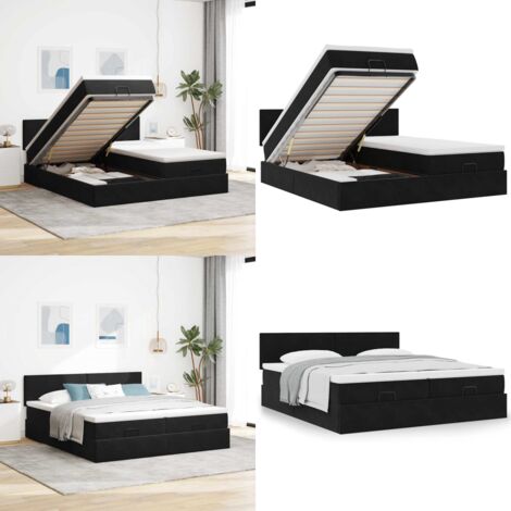 VidaXL Cadre de lit ottoman avec matelas noir 160x200 cm velours