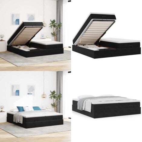 VidaXL Cadre de lit ottoman avec matelas noir 160x200 cm velours