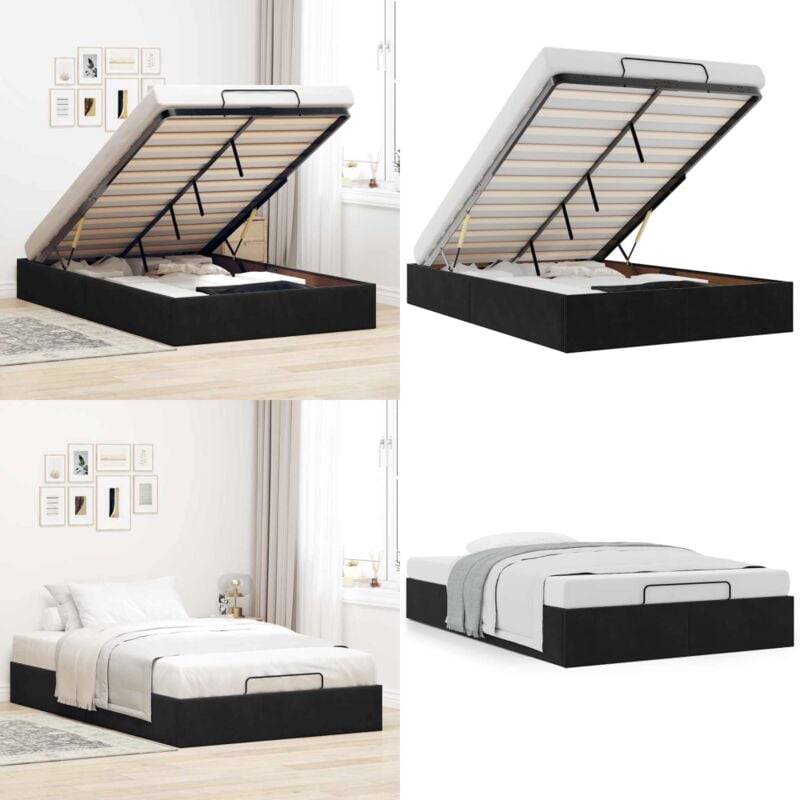 Cadre de lit ottoman sans matelas noir 120x200 cm velours - Vidaxl