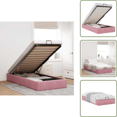 vidaXL Cadre de lit ottoman sans matelas rose 90x190 cm velours