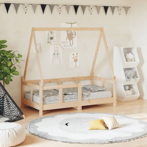 Lit montessori lit enfant 70x140 cm avec barrières tipi - Ciel & terre