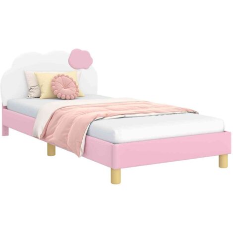 vidaXL Cadre de lit pour enfants avec tête de lit Rose 80 x 200 cm PU