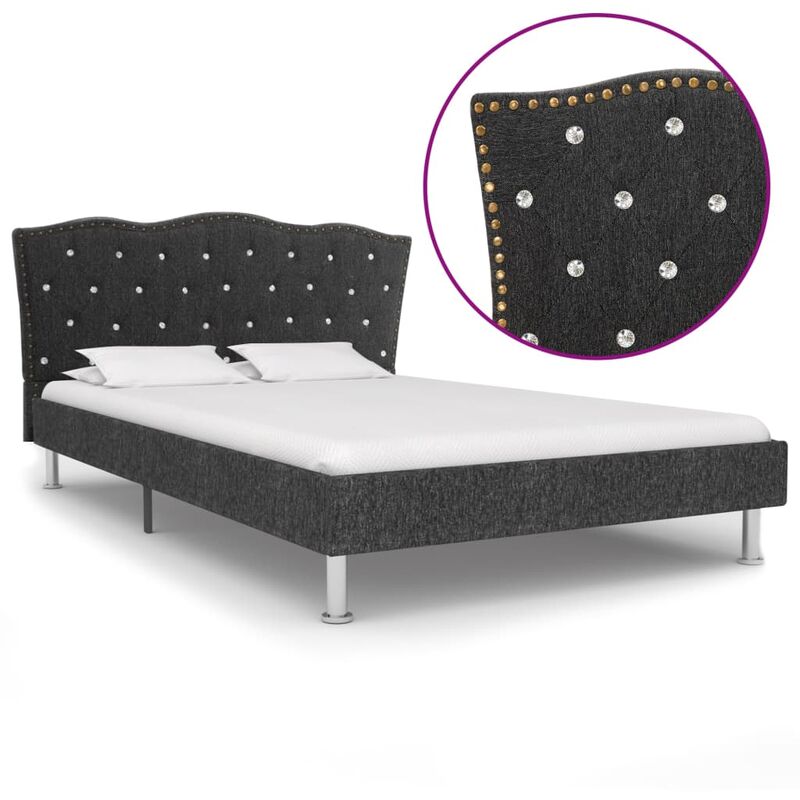 Cadre de Lit Gris Foncé Tissu 120x200 cm