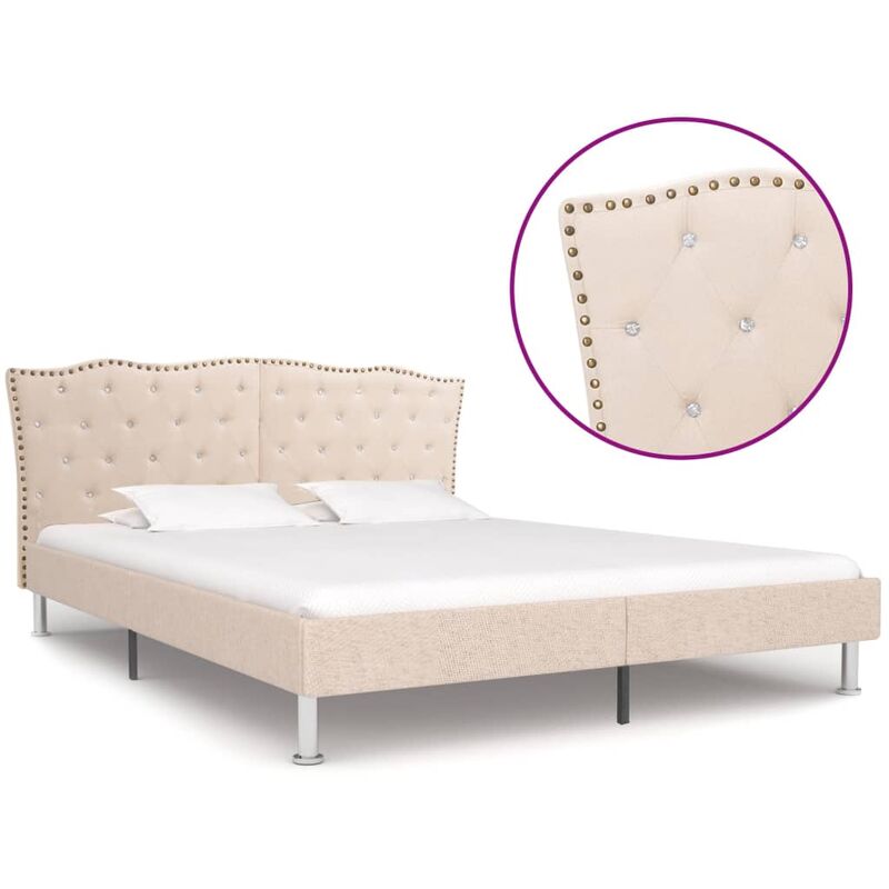 Cadre de Lit Beige Tissu 160x200 cm