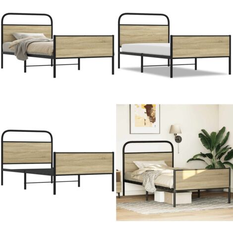 vidaXL Cadre de lit sans matelas 100x190 cm chêne sonoma