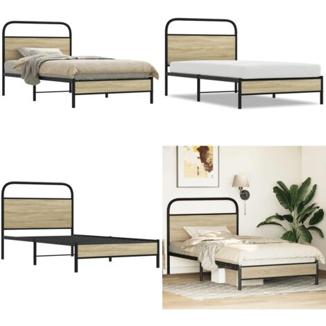 vidaXL Cadre de lit sans matelas 100x190 cm chêne sonoma