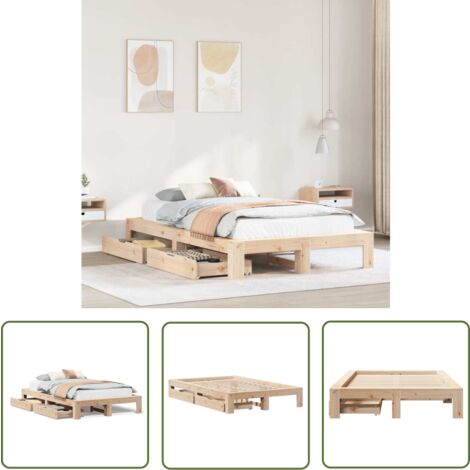 vidaXL Cadre de lit sans matelas 135x190 cm bois de pin massif