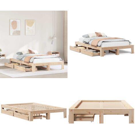 vidaXL Cadre de lit sans matelas 135x190 cm bois de pin massif