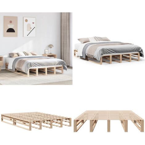 vidaXL Cadre de lit sans matelas 160x200 cm bois massif de pin
