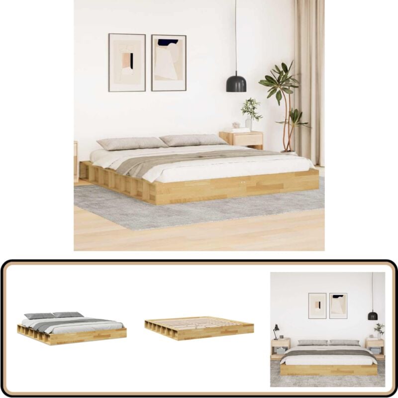Vidaxl - Cadre de lit sans matelas 200 x 200 cm en bois massif de chêne