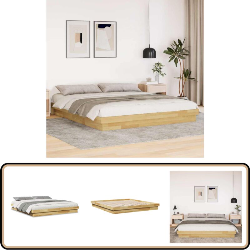 Cadre de lit sans matelas 200 x 200 cm en bois massif de chêne - Vidaxl