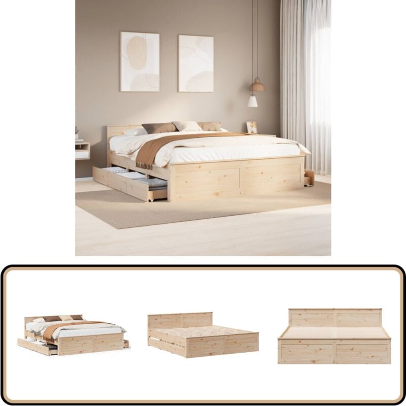 Vidaxl - Cadre de lit sans matelas avec tête de lit 180x200 cm bois pin