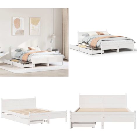 vidaXL Cadre de lit sans matelas blanc 140x190 cm bois de pin massif