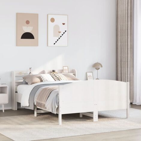 vidaXL Cadre de lit sans matelas blanc 140x200 cm bois de pin massif