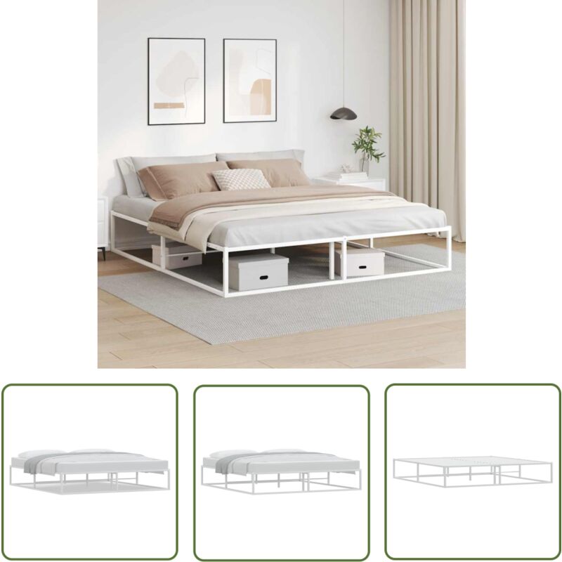 The Living Store - vidaXL Cadre de lit sans matelas blanc 180x200 cm métal