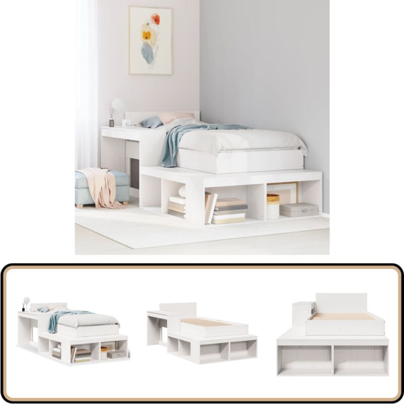 Vidaxl - Cadre de lit sans matelas blanc 75x190 cm bois de pin massif