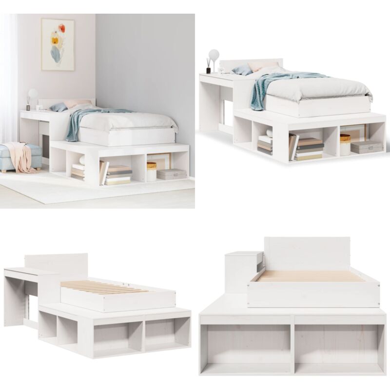 vidaXL Cadre de lit sans matelas blanc 75x190 cm bois de pin massif