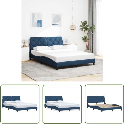 vidaXL Cadre de lit sans matelas bleu 140x190 cm tissu