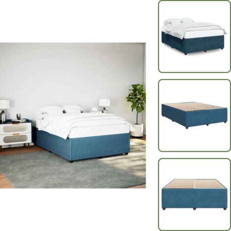 vidaXL Cadre de lit sans matelas bleu 140x190 cm velours