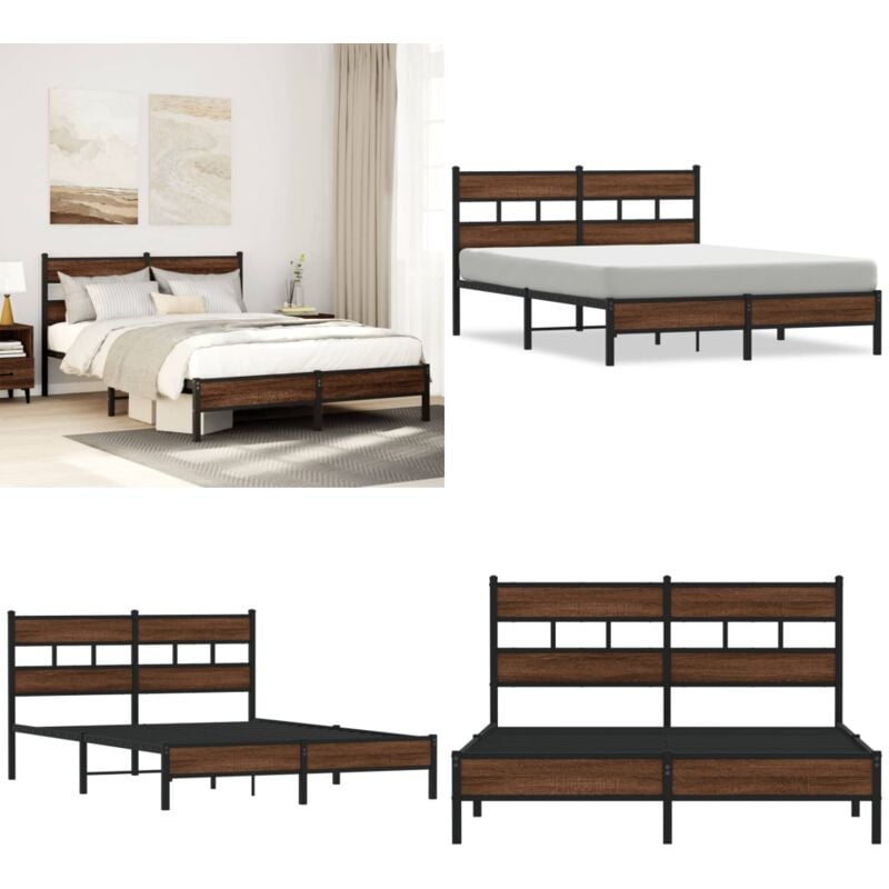 Vidaxl - Cadre de lit sans matelas chêne marron 160x200 cm
