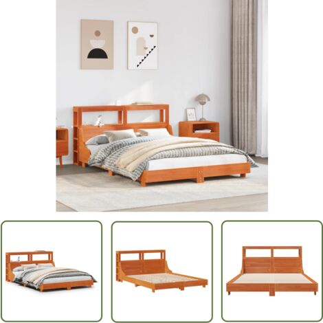 vidaXL Cadre de lit sans matelas cire marron 140x190cm bois pin massif