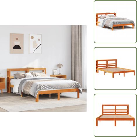 vidaXL Cadre de lit sans matelas cire marron 140x190cm bois pin massif