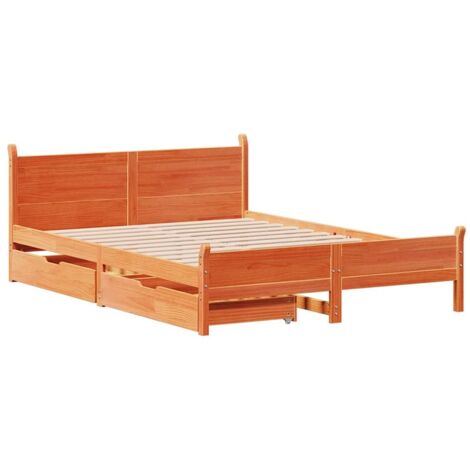 vidaXL Cadre de lit sans matelas cire marron 140x190cm bois pin massif