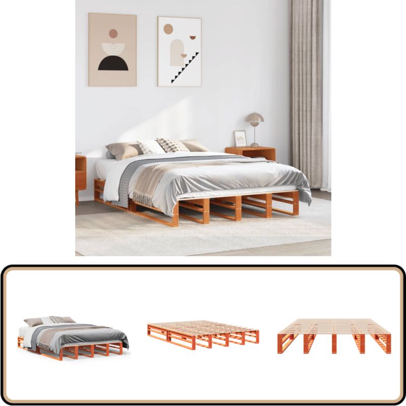 Vidaxl - Cadre de lit sans matelas cire marron 150x200cm bois pin massif