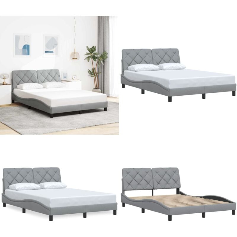 Vidaxl - Cadre de lit sans matelas gris clair 140x190 cm tissu