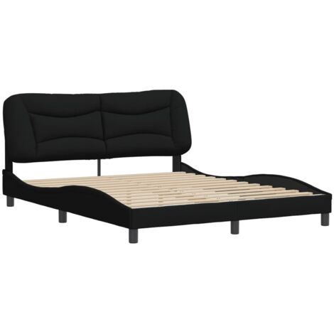 vidaXL Cadre de lit sans matelas Hvar noir 160x200 cm tissu
