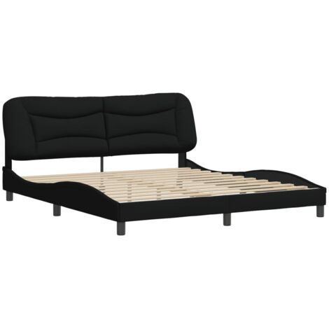vidaXL Cadre de lit sans matelas Hvar noir 180x200 cm tissu