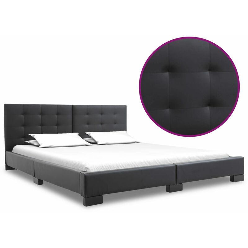 Cadre de Lit Similicuir Noir 200x160 cm
