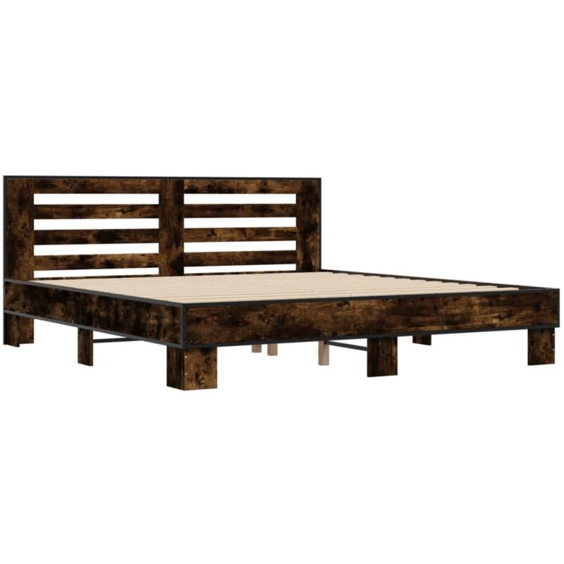 Vidaxl - Cadre de lit sans matelas chêne fumé 200x200 cm