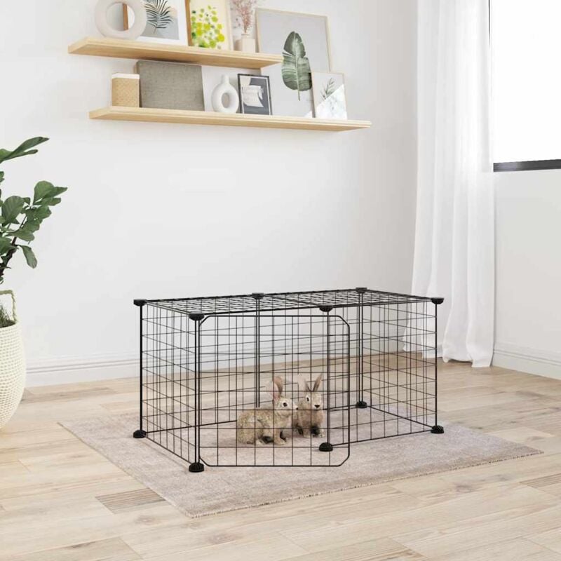 Vidaxl - Cage animaux de compagnie à 8 panneaux et porte Noir 35x35 cm