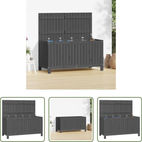 vidaXL Caja de almacenaje de exterior -  Caja de almacenaje jardín madera de pino gris 121x55x64 cm