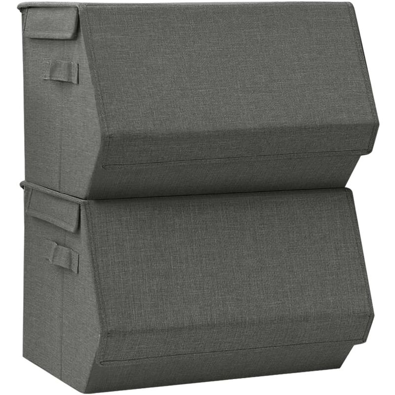 

Caja de almacenamiento apilable tapa 2 uds tela gris antracita - Antracita - Vidaxl