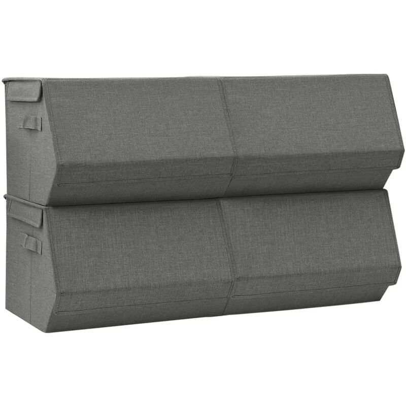 

Caja de almacenamiento apilable tapa 4 uds tela gris antracita - Antracita - Vidaxl