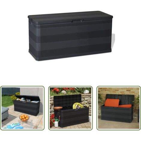 vidaXL Caja de almacenamiento -  Caja de almacenamiento de jardín negra 117x45x56 cm