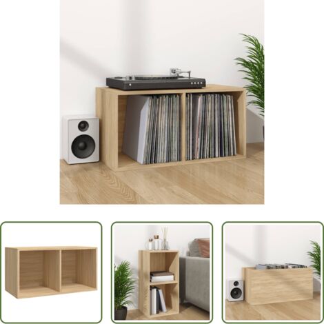 vidaXL Caja de almacenamiento -  Caja para discos de vinilo madera contrachapada 71x34x36 cm
