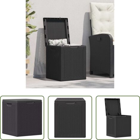vidaXL Caja de almacenamiento de jardín 90 l -  Caja de almacenaje para jardín 90L PP negra ratán