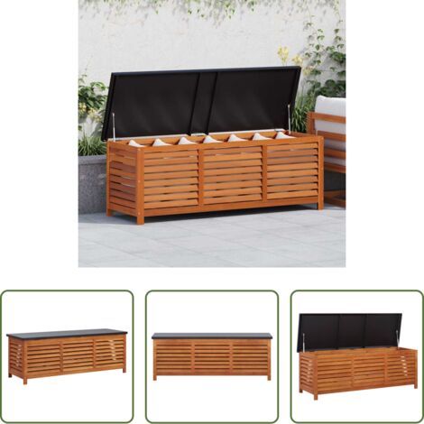 vidaXL Caja de almacenamiento de madera -  Caja de almacenaje jardín madera maciza eucalipto 150x50x55 cm