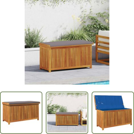 vidaXL Caja de cojín -  Cojines para exterior 113x50x60,5 cm madera maciza acacia