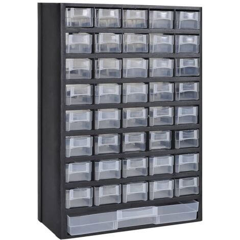 vidaXL Caja de herramientas armario almacenamiento plástico 41 cajones - Negro