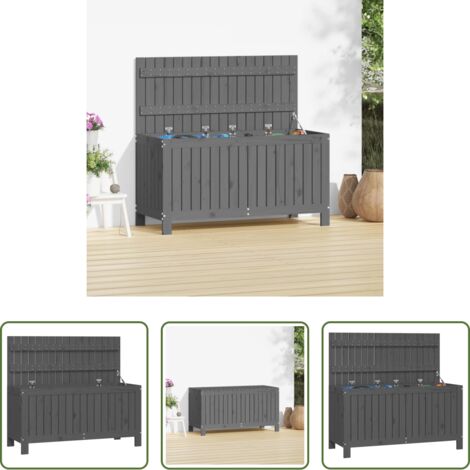 vidaXL Caja de jardín -  Caja de almacenaje jardín madera de pino gris 115x49x60 cm
