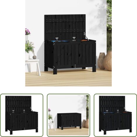vidaXL Caja de jardín -  Caja de almacenaje jardín madera de pino negro 76x42,5x54 cm