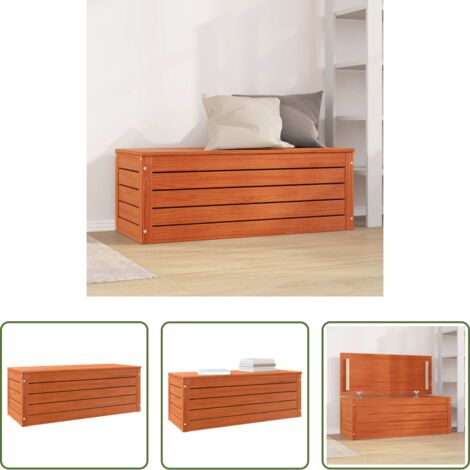 vidaXL Caja de madera -  Caja de Almacenamiento con puerta Marrón cera 89 x 36,5 x 33 cm
